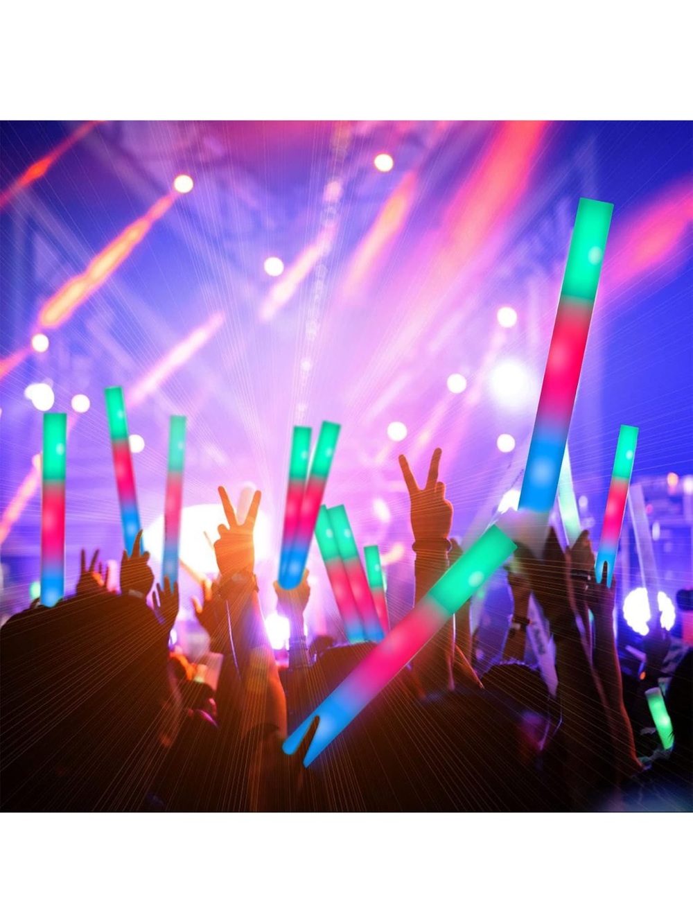 LED Foam Glow Sticks 3 Modes Colorful Flashing Party Supply 7 Hours of Glow!